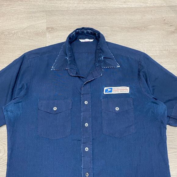 Vintage USPS Mailman Uniform Button Up Shirt Men's XL - Picture 2 of 12